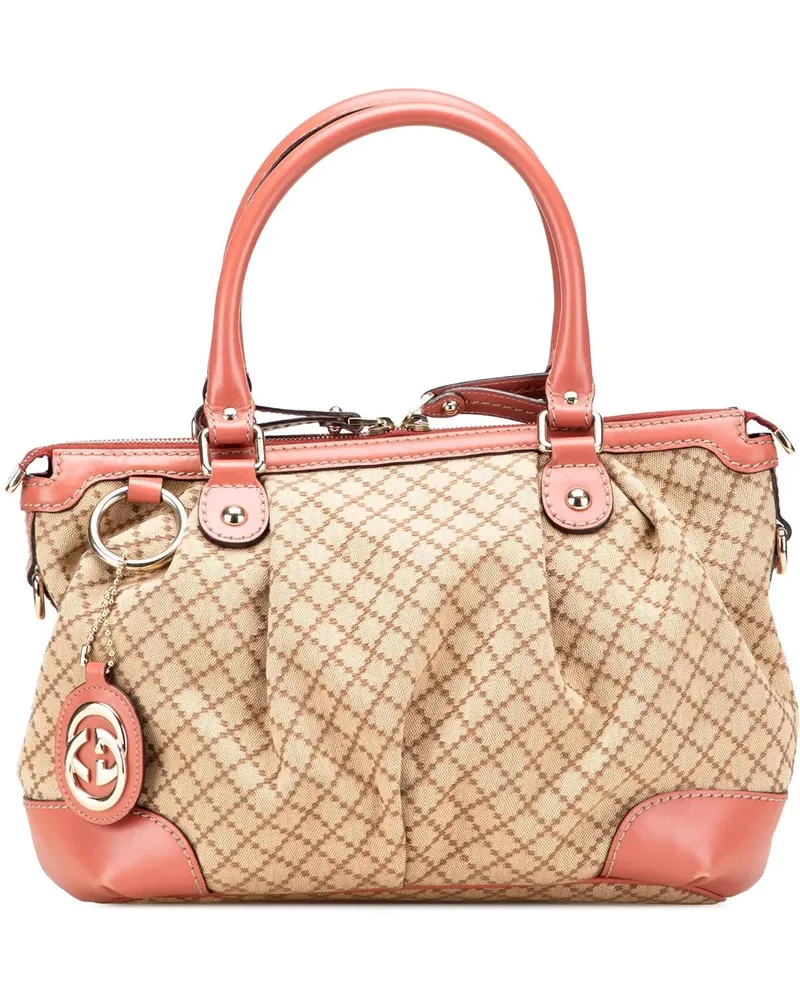 Gucci Hobo Bags Diamante Canvas Sukey Satchel braun Braun