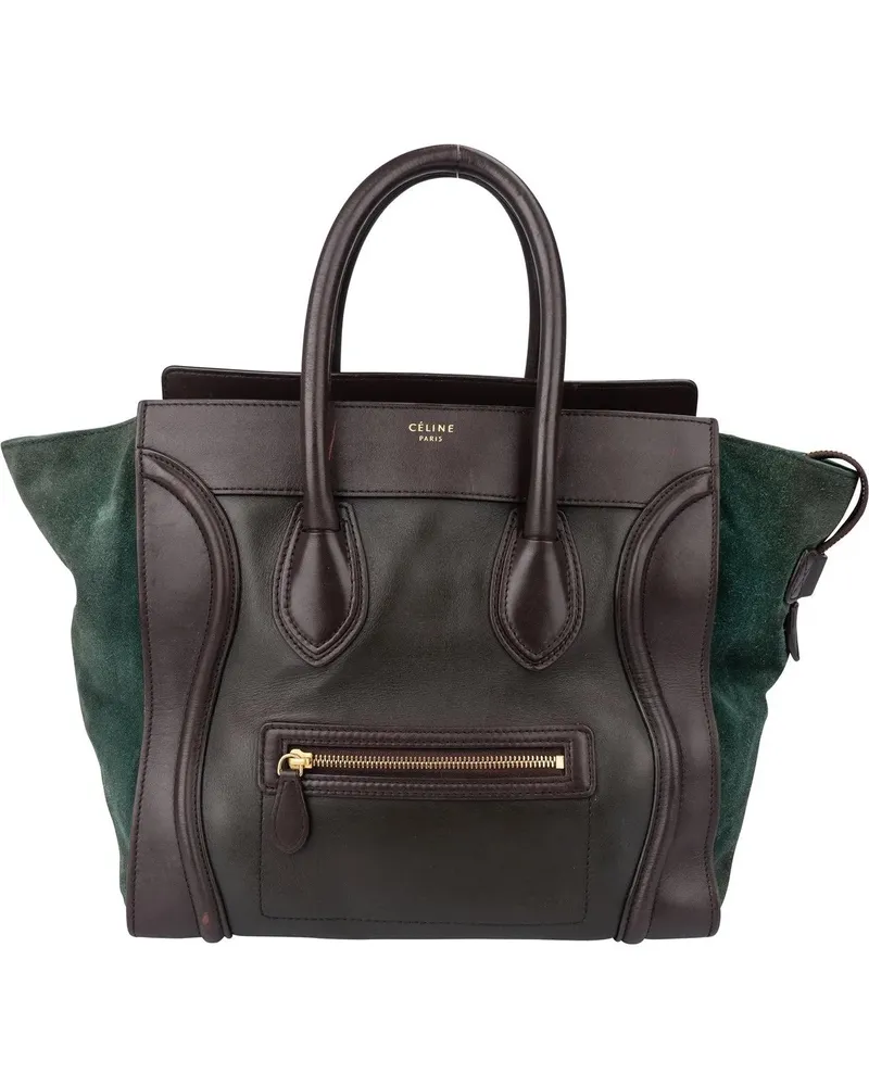 Celine Crossbody Bags  Tricolor Leather Luggage Handbag grün Grün