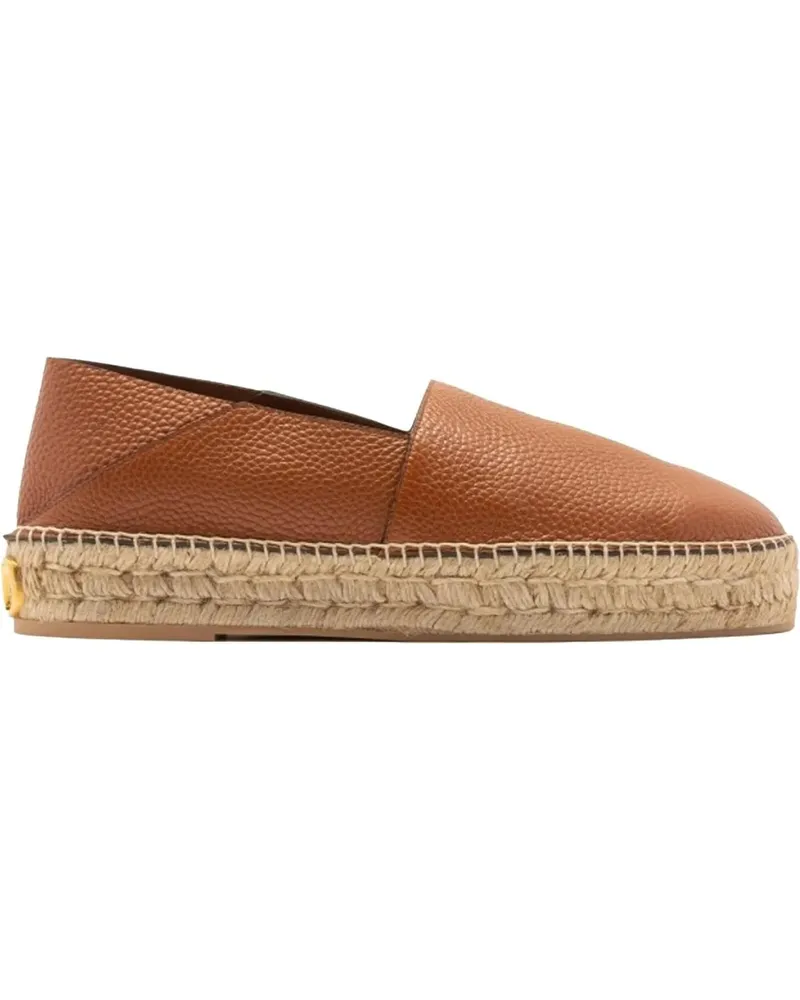 Valentino Garavani Espadrilles  Logo-Plaque Leather Espadrilles braun Braun