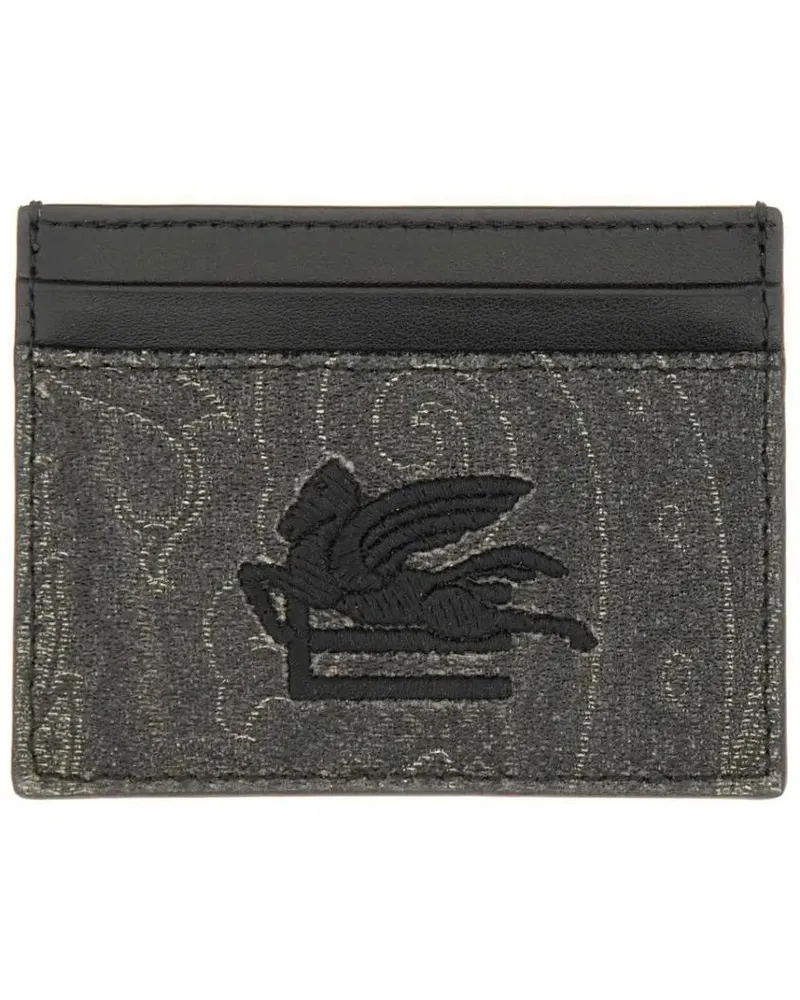 Etro Portemonnaies Card Holder "Arnica" With Pegasus grau Grau