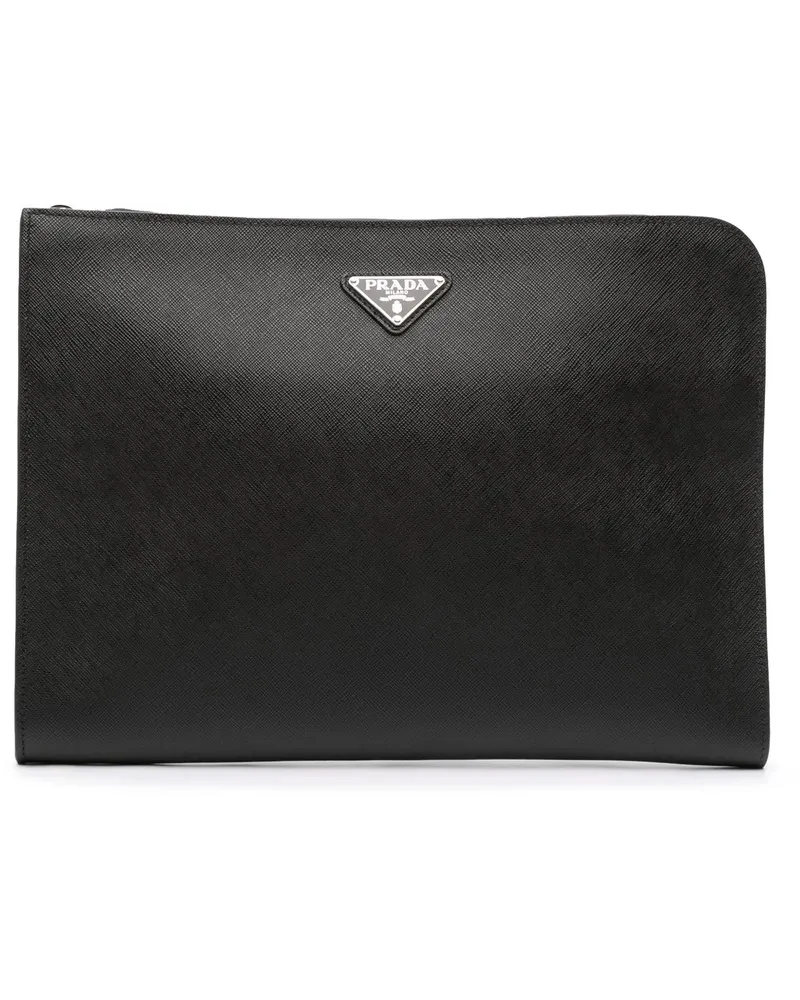 Prada Clutches Saffiano Clutch schwarz Schwarz