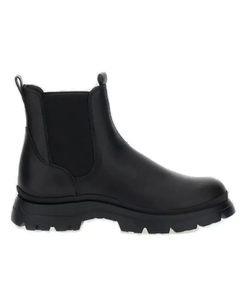 Hogan Stiefel Sleek Black Leather Ankle Boots schwarz Schwarz