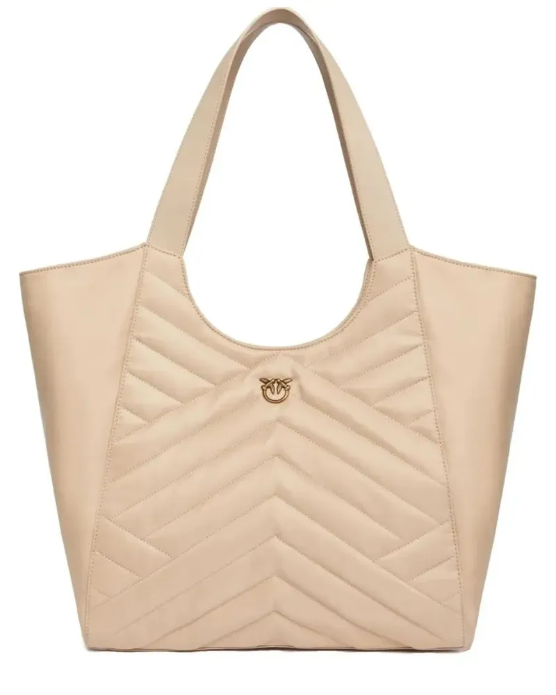Pinko Shopper & Totes Quilted Grey Nylon Tote Bag beige Beige