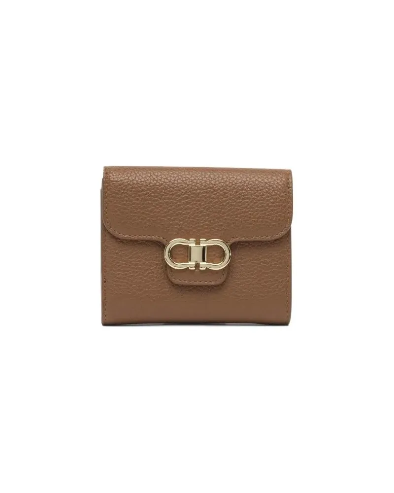 Ferragamo Portemonnaie Textured Leather Wallet braun Braun