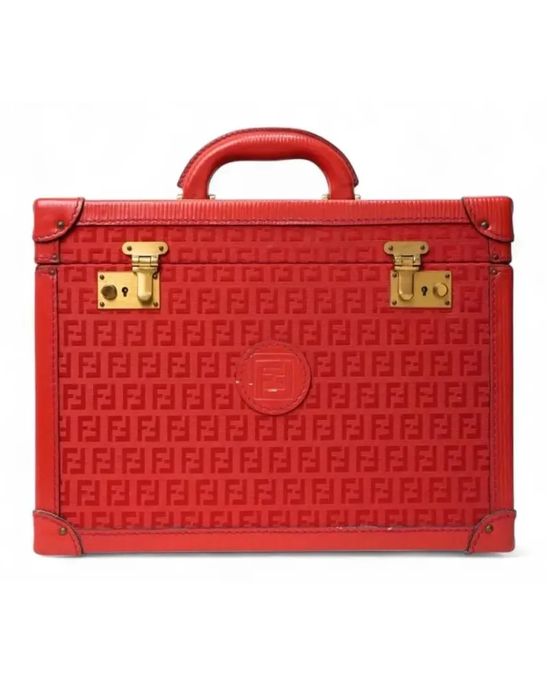 Fendi Clutches Structured Beauty Case In Ff Logomania Pattern rot Rot