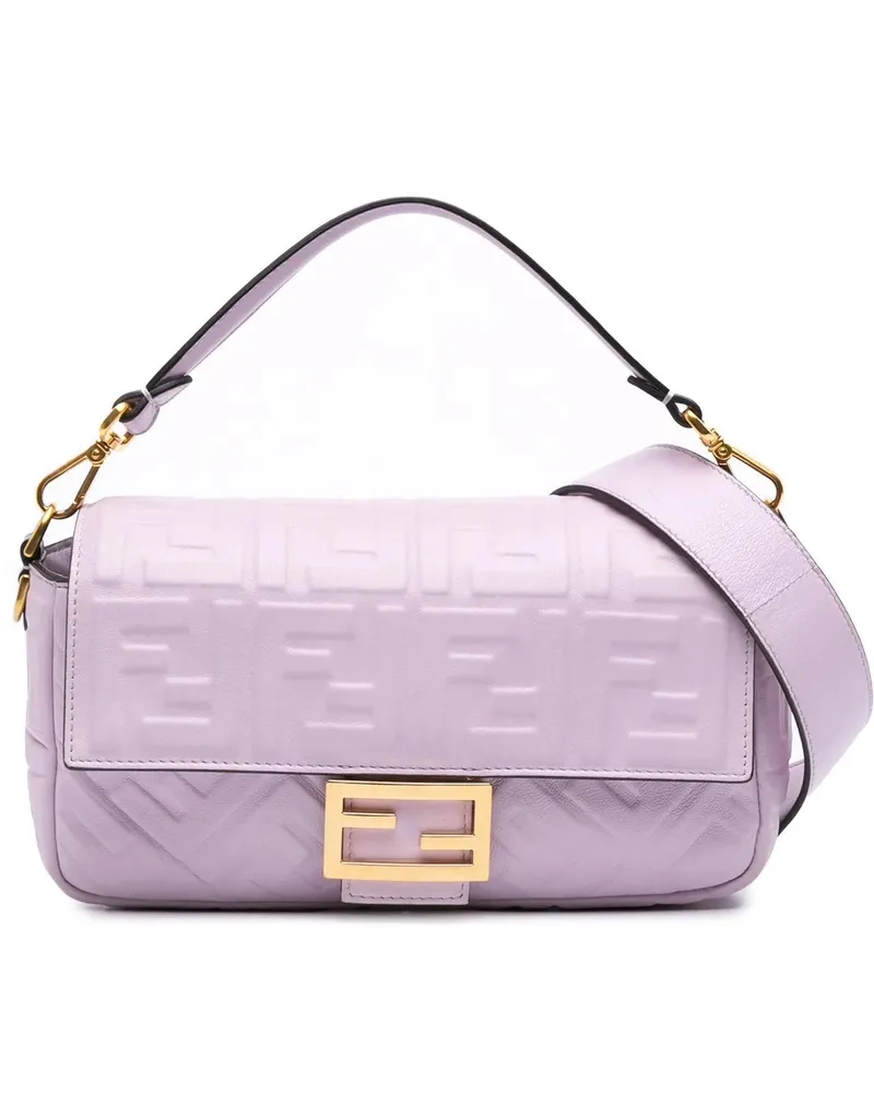 Fendi Hobo Bags Zucca Embossed Leather Baguette Satchel orange Orange