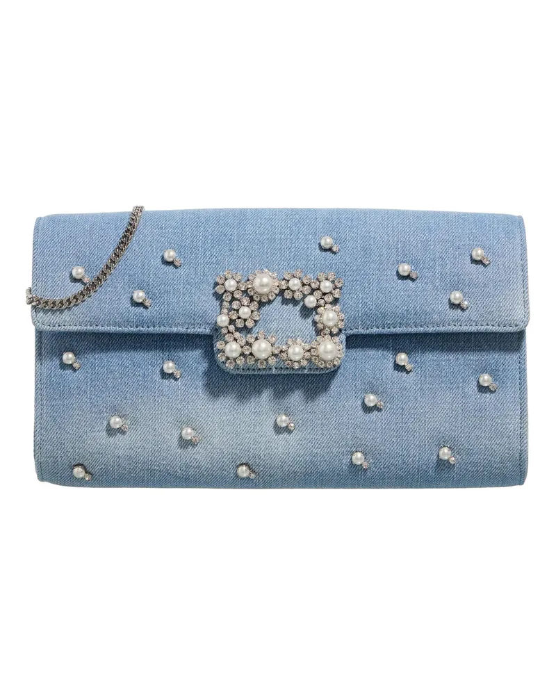 Roger Vivier Crossbody Bags Flower Strass Pearl Buckle Clutch Bag Blau