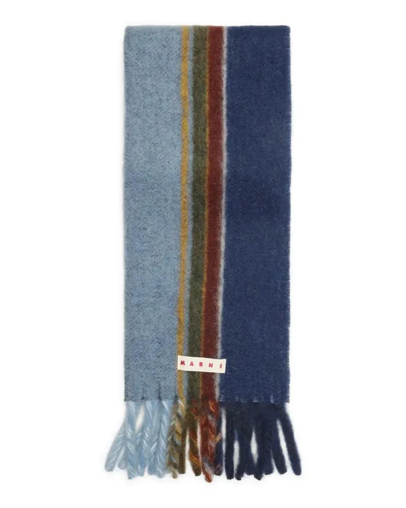 Marni Tücher & Schals Textured Wool Scarf With Playful Fringes blau Blau