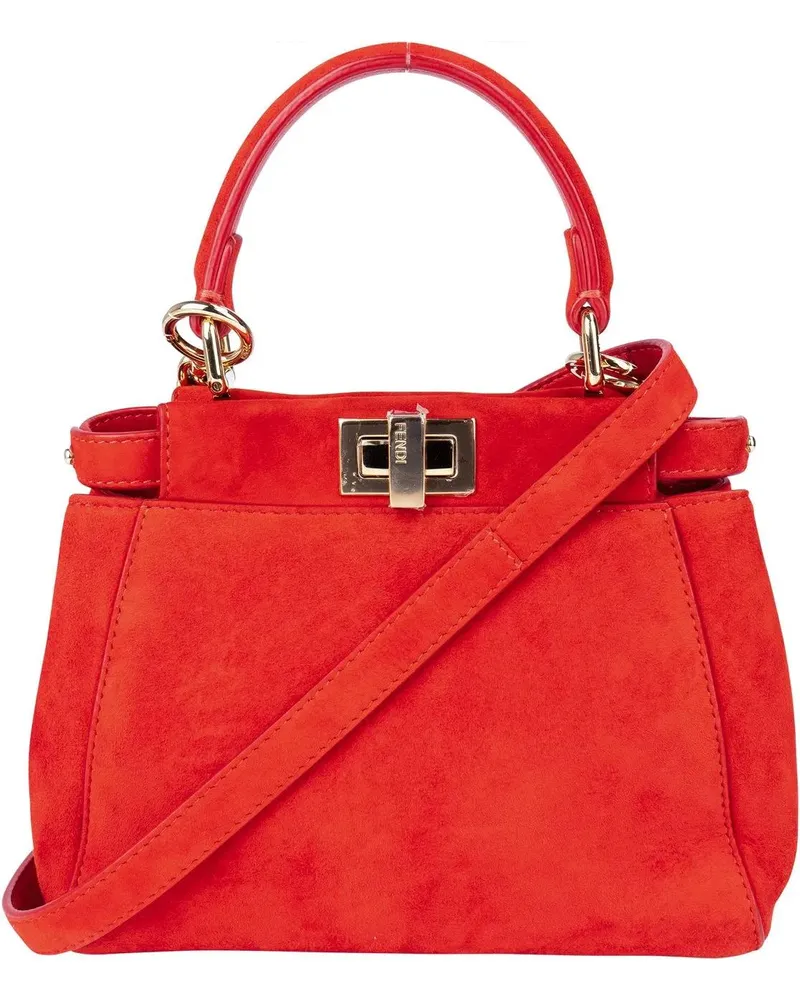 Fendi Crossbody Bags  Red Suede Peekaboo Handbag rot Rot