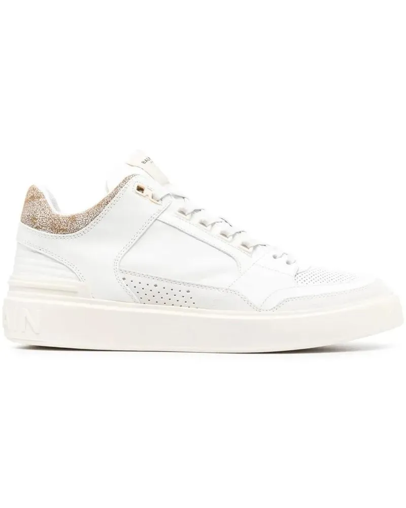 Balmain Low-Top Sneaker B Court Mid Top-Calfskin/Suede Trainers weiß Weiß