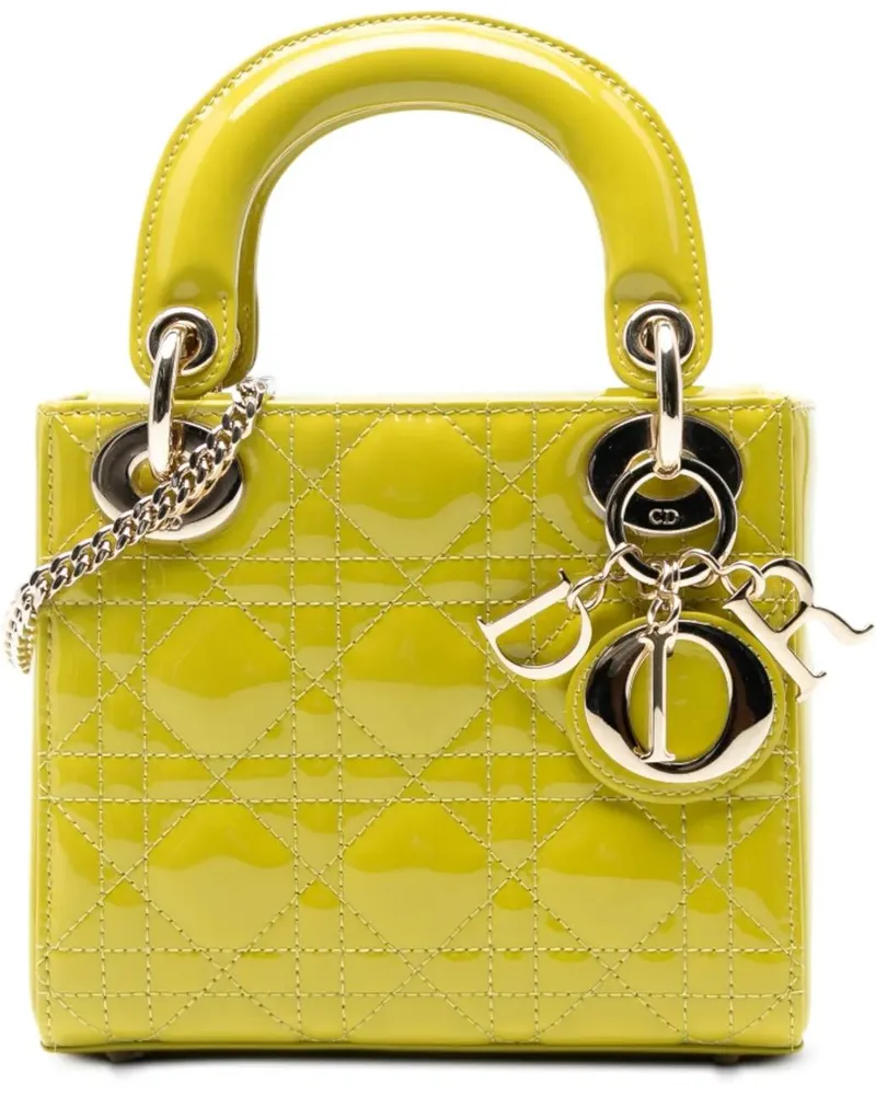 Dior Hobo Bags Mini Patent Cannage Lady Dior gelb Gelb