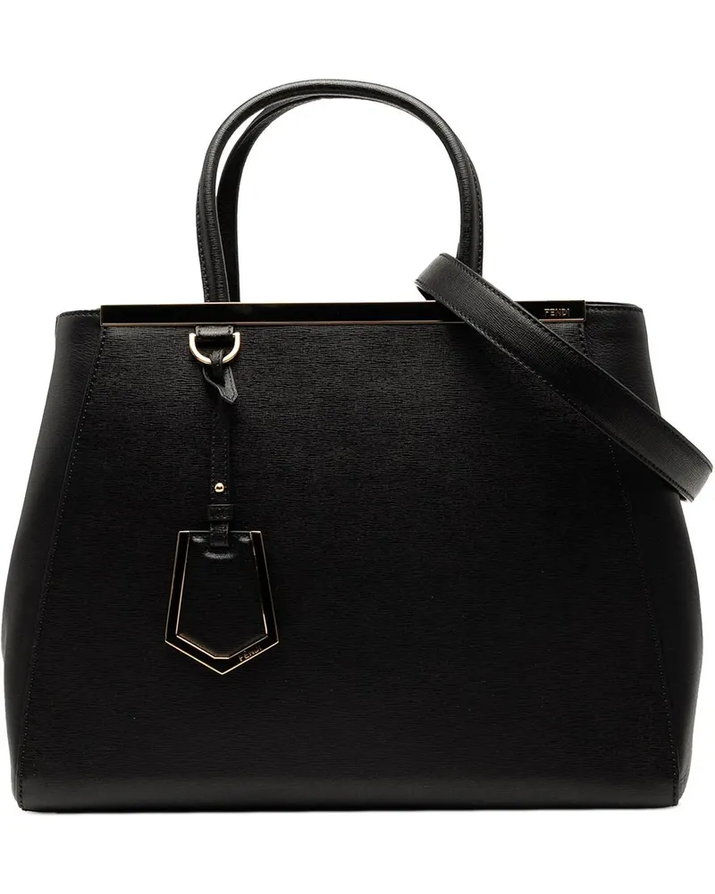 Fendi Hobo Bags Medium Leather 2Jours Satchel schwarz Schwarz