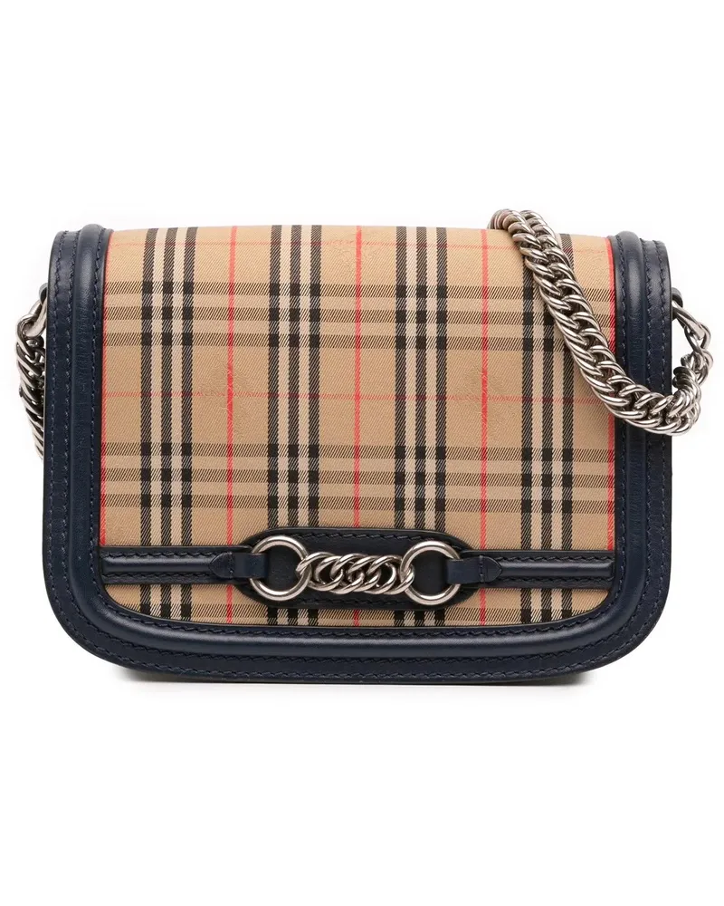 Burberry Hobo Bags Haymarket Check Canvas 1983 Link Flap braun Braun