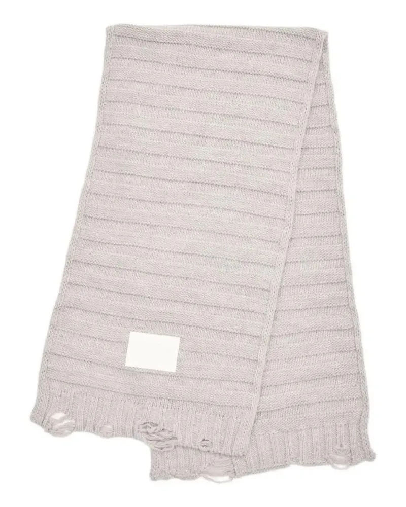 Maison Margiela Tücher & Schals Textured Ribbed Grey Scarf With Branded Patch weiß Weiß