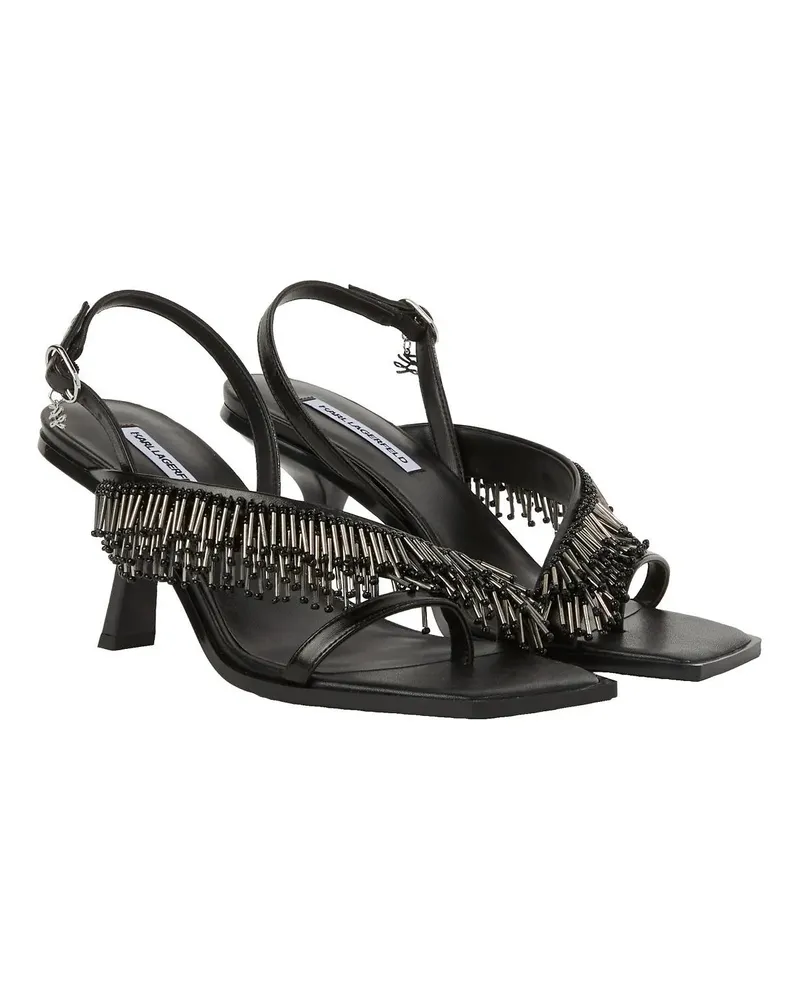 Karl Lagerfeld Hohe Schuhe Karmel Slingback-Pumps mit Fransen schwarz Schwarz