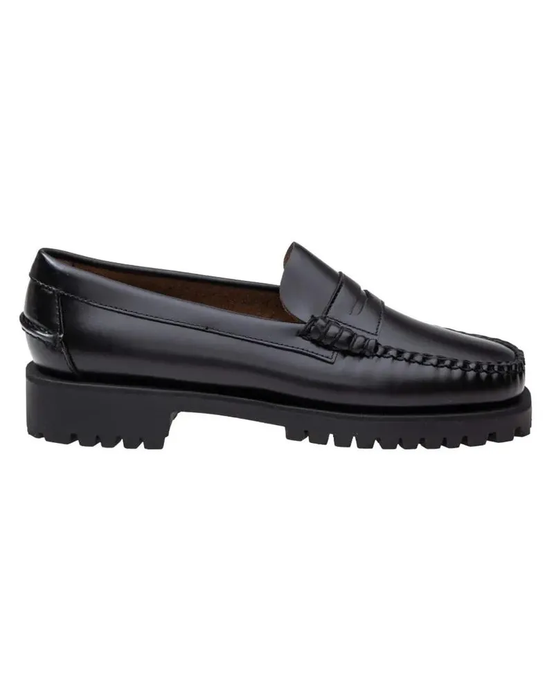 Sebago Dan Lug Loafers In Black Leather schwarz Schwarz