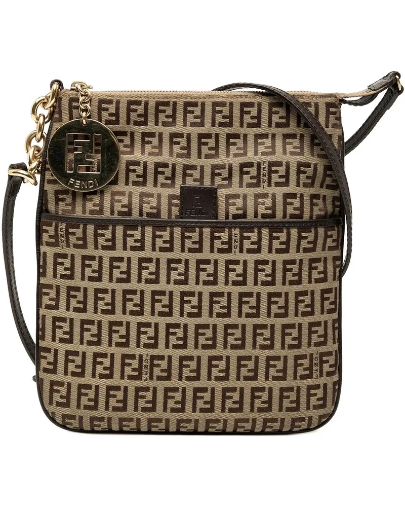 Fendi Hobo Bags Zucchino Canvas Forever Crossbody braun Braun