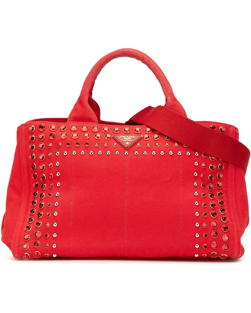 Prada Hobo Bags 2000-2024 Canvas Canapa Bijoux Satchel rot Rot
