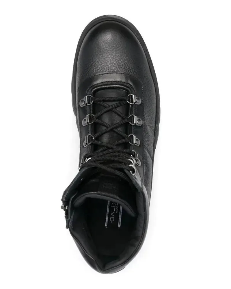 Baldinini Stiefel Textured Leather Ankle Boots With Rugged Design An schwarz Schwarz