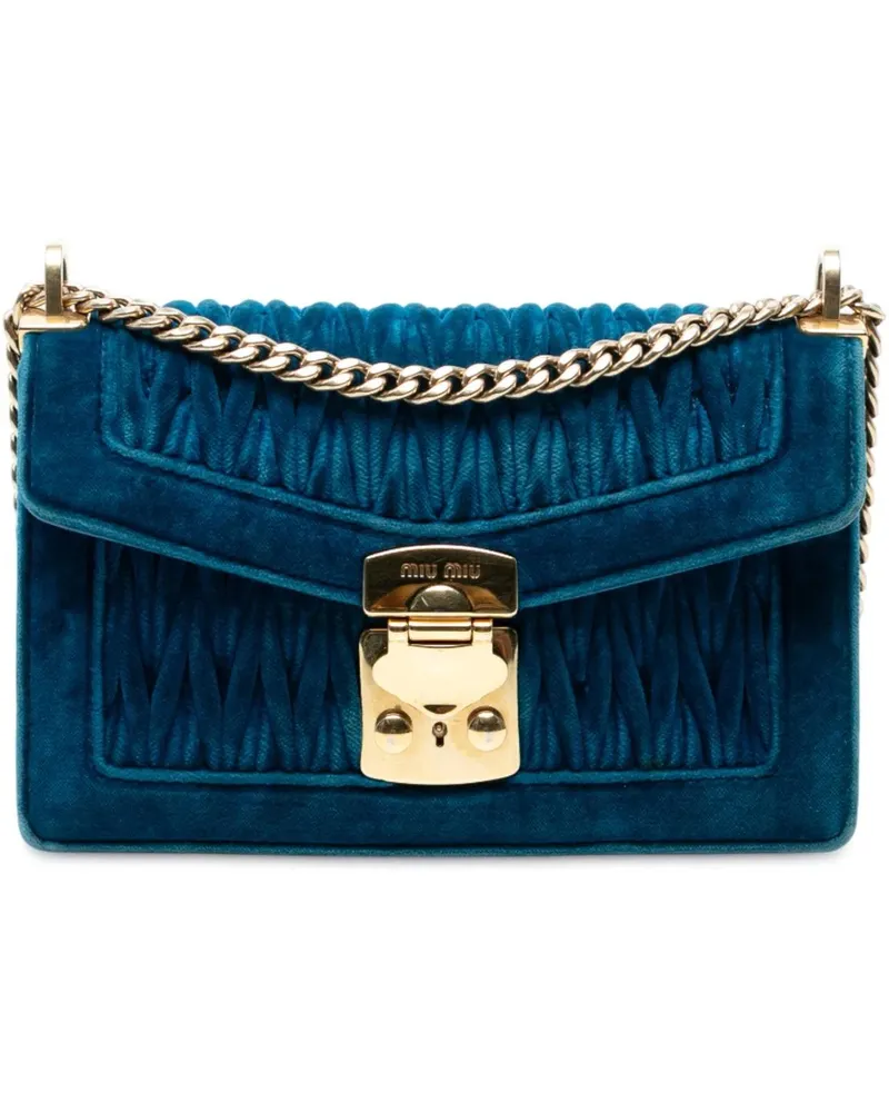 Miu Miu Hobo Bags Velluto Matelasse Confidential Chain Crossbody blau Blau
