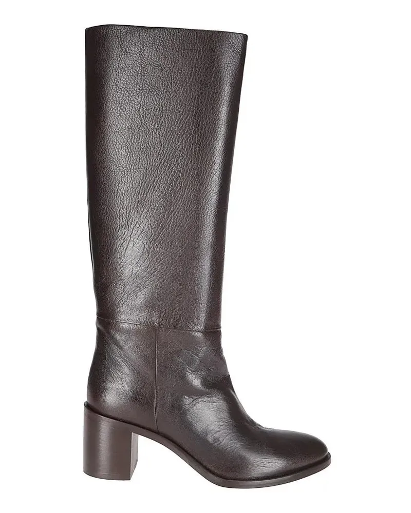 P.A.R.O.S.H. Stiefel Mid-Heeled Leather Boots With Minimalist Design grau Grau
