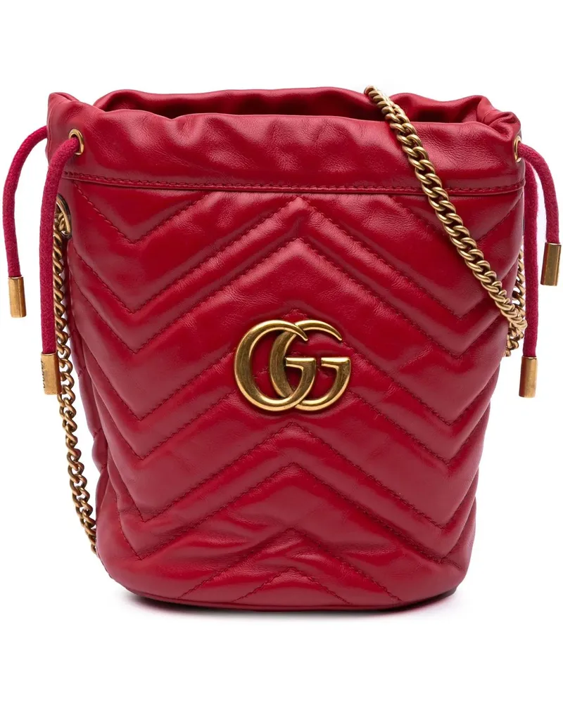 Gucci Hobo Bags 2016-2024 Small GG Marmont Matelasse Leather Bucke rot Rot