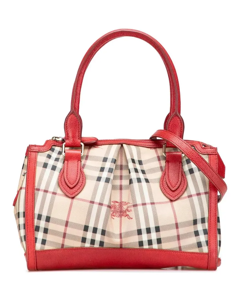 Burberry Hobo Bags Haymarket Check Coated Canvas Satchel braun Braun