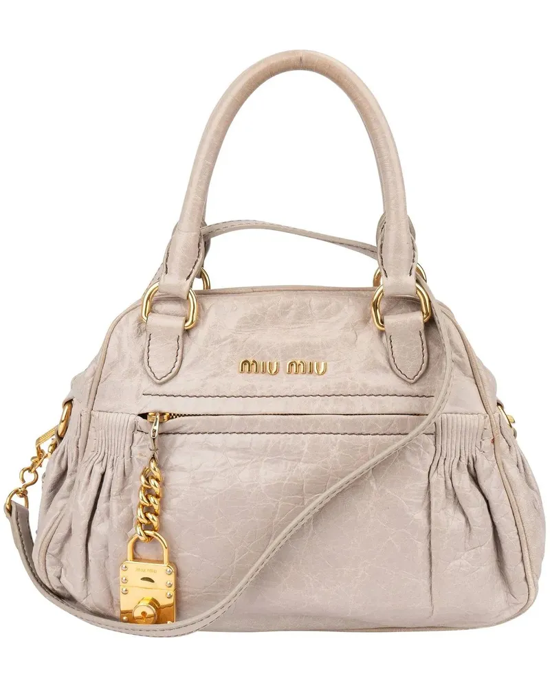 Miu Miu Crossbody Bags  Grey Leather City Handbag bunt Bunt