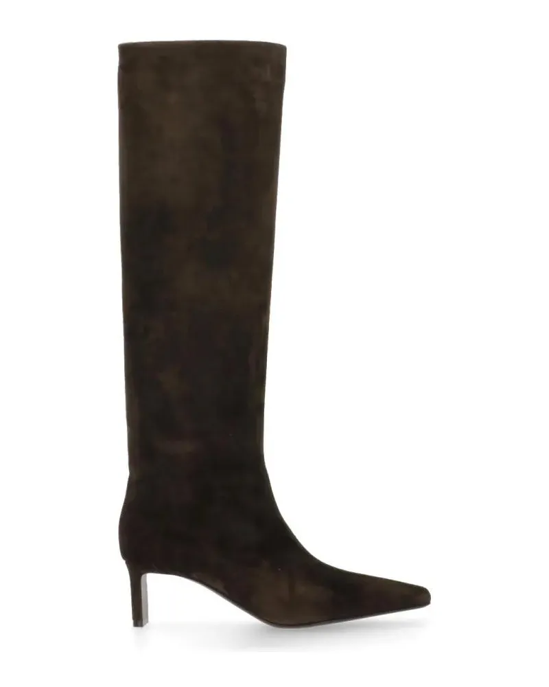 KHAITE Stiefel Knee-High Brown Suede Leather Boots braun Braun