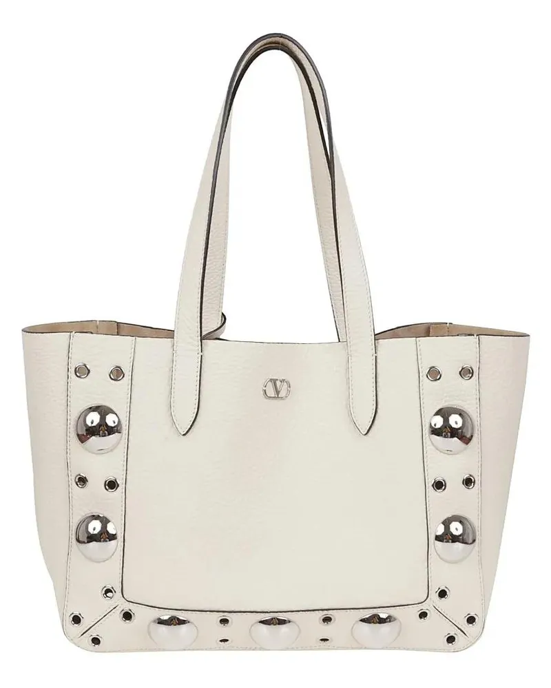 Valentino Garavani Shopper & Totes Medium Textured Leather Tote With Ball Studs And S weiß Weiß