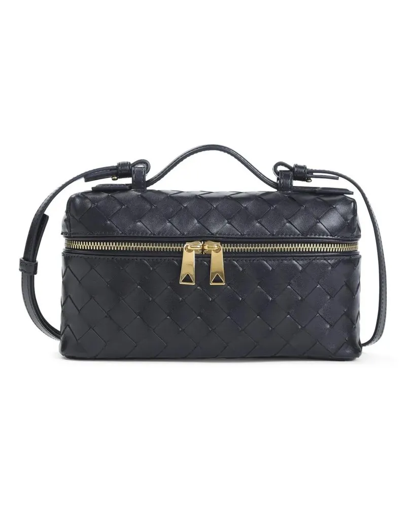 Bottega Veneta Clutches Woven Calf Leather Clutch With Gold-Tone Hardware schwarz Schwarz