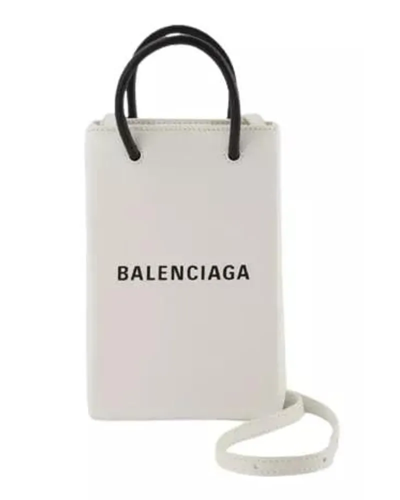 Balenciaga Handyhüllen Phone Holder - Leather - White Weiß