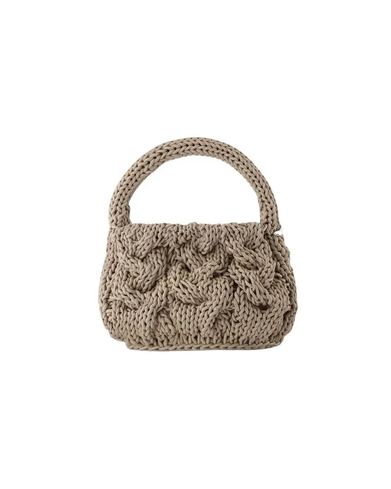 J.W.Anderson Hobo Bags Small Cable Knit Crossbody - Leather - Grey beige Beige