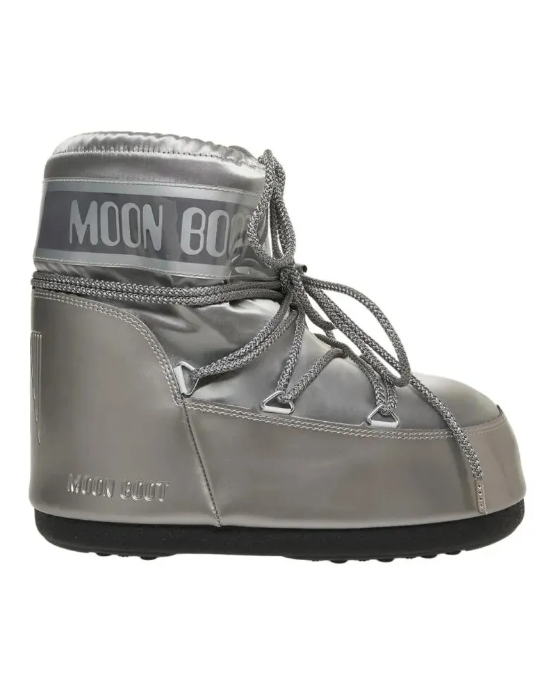 Moon Boot Stiefel Metallic Finish Ankle Boots With Lace-Up Closure grau Grau