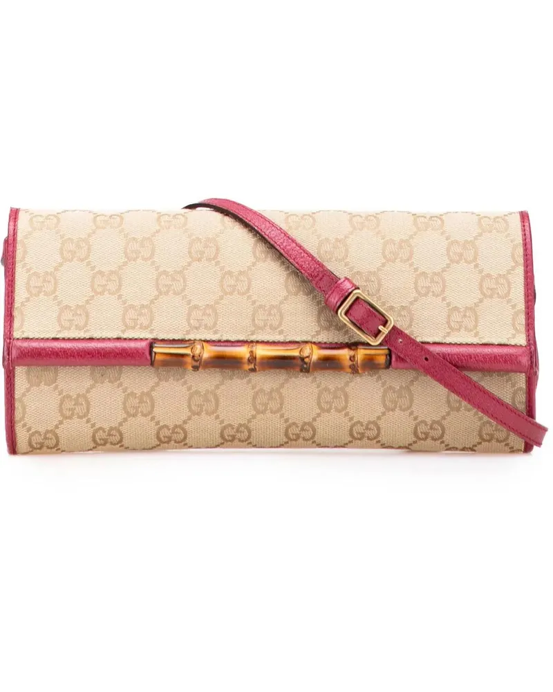 Gucci Hobo Bags GG Canvas Bamboo Bar Crossbody braun Braun