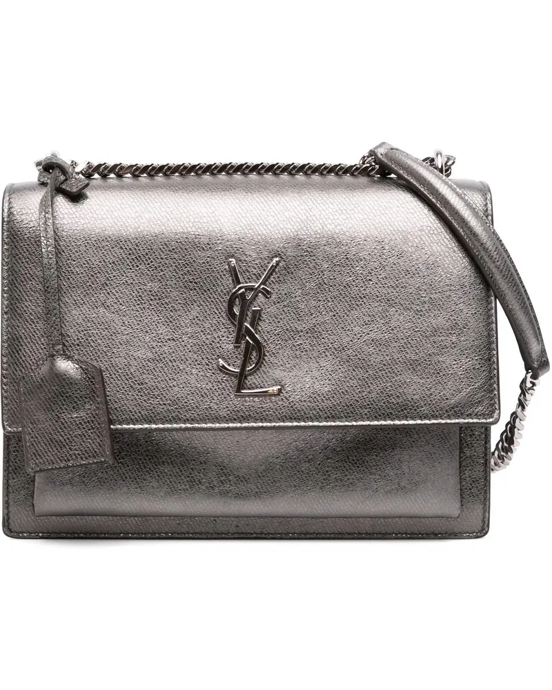 Saint Laurent Hobo Bags Medium Metallic Leather Monogram Sunset Crossbody silberfarben Silber