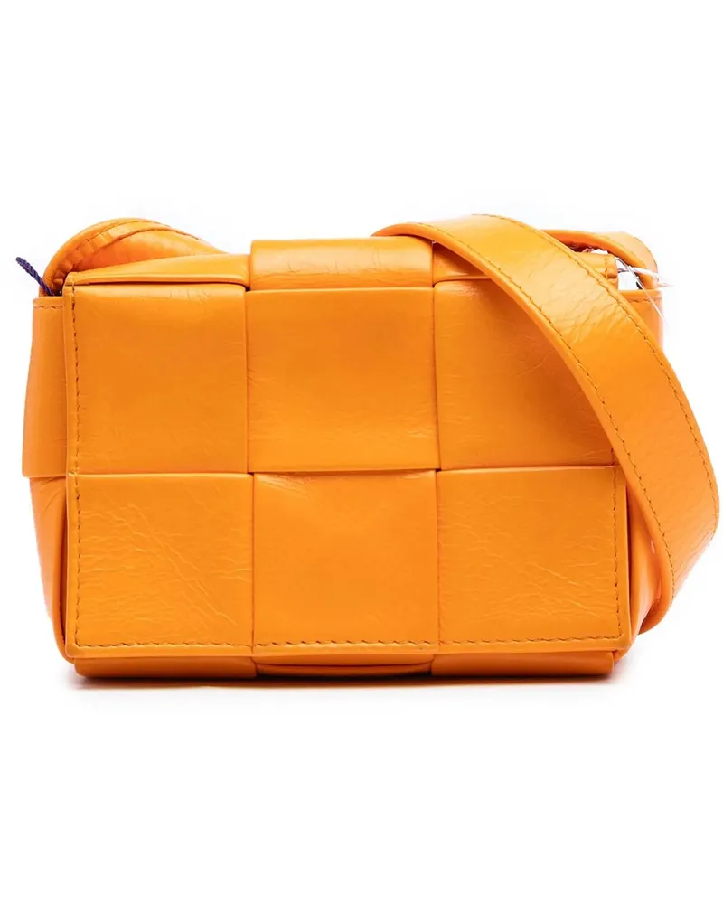 Bottega Veneta Hobo Bags Extra Mini Crinkled Lambskin Intrecciato Cassette orange Orange