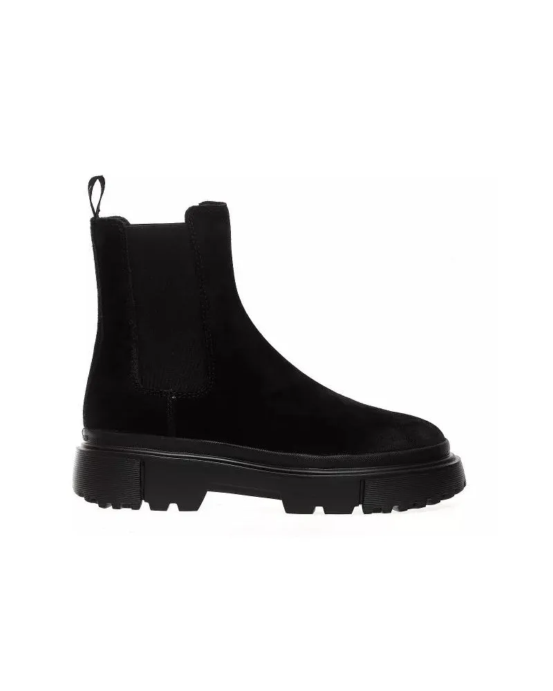 Hogan Stiefel Black Suede Carroarmato Ankle Boots schwarz Schwarz
