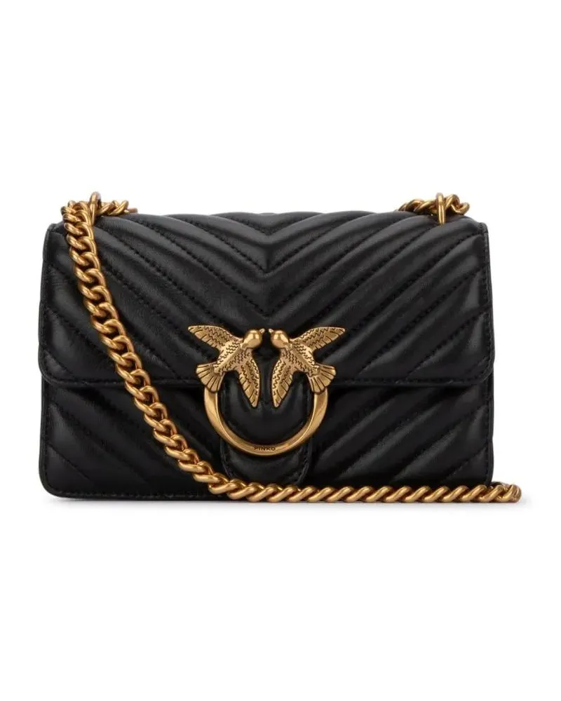 Pinko Hobo Bags Quilted Black Bag With Chevron Pattern schwarz Schwarz