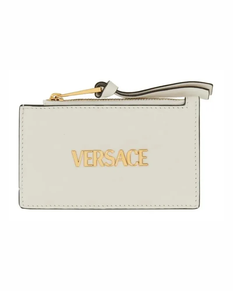 Versace Portemonnaie Zipper Card Holder "Tag" weiß Weiß