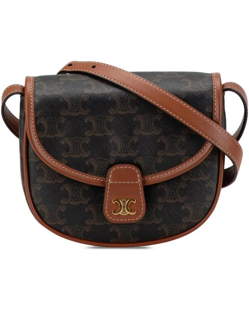 Celine Hobo Bags 2022 Mini Triomphe Coated Canvas Besace Crossbody braun Braun