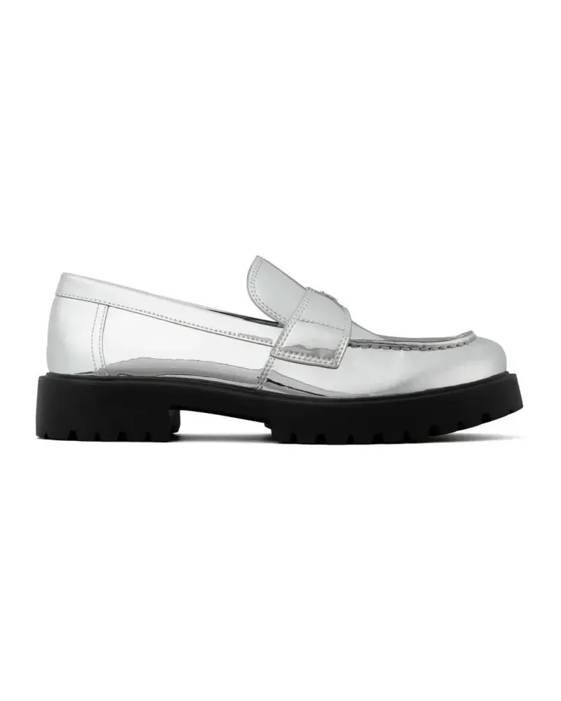 Tory Burch Mirrored Metallic Classic Logo Lug Loafers silberfarben 