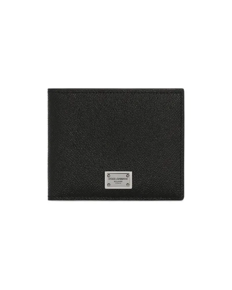 Dolce & Gabbana Portemonnaies Bi-Fold Wallet With Logo Plaque schwarz Schwarz