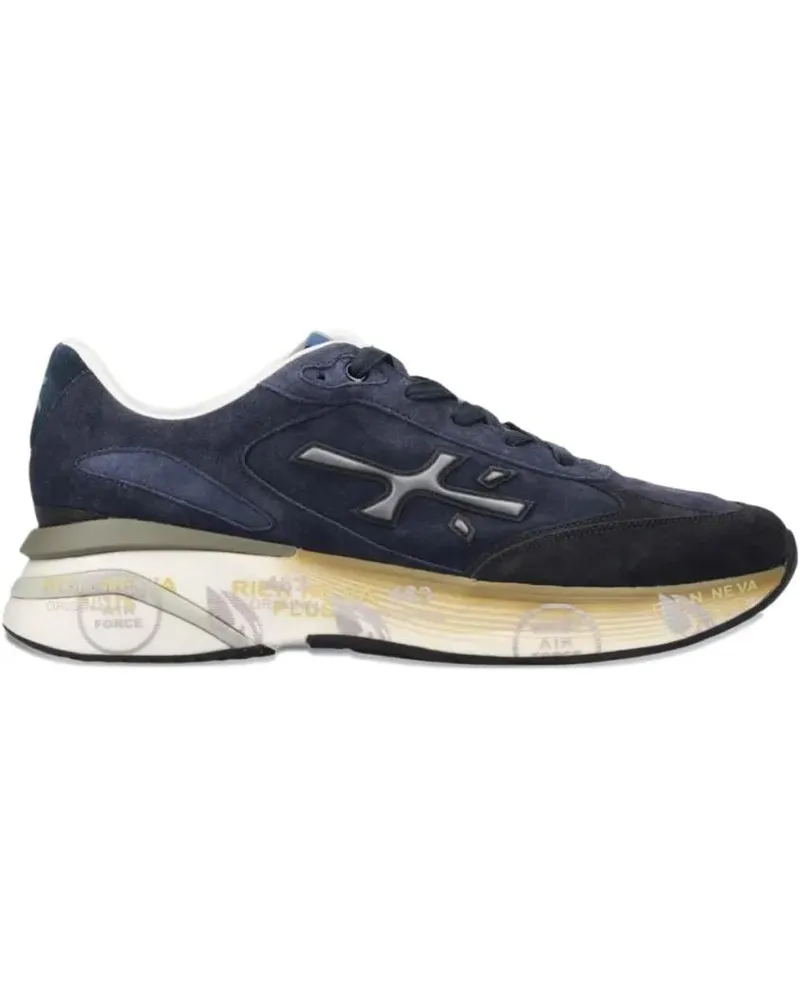 Premiata Low-Top Sneaker Navy Blue Suede Sneakers With Gradient Midsole And blau Blau