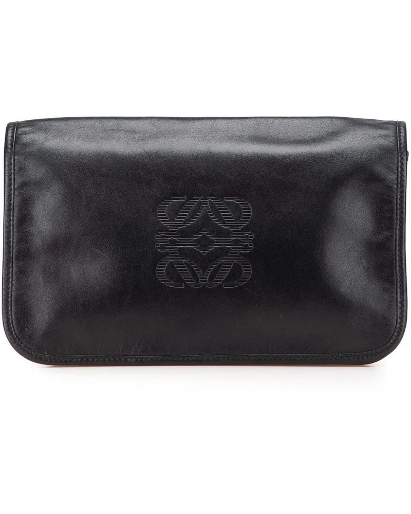 Loewe Clutches Anagram Leather Clutch schwarz Schwarz