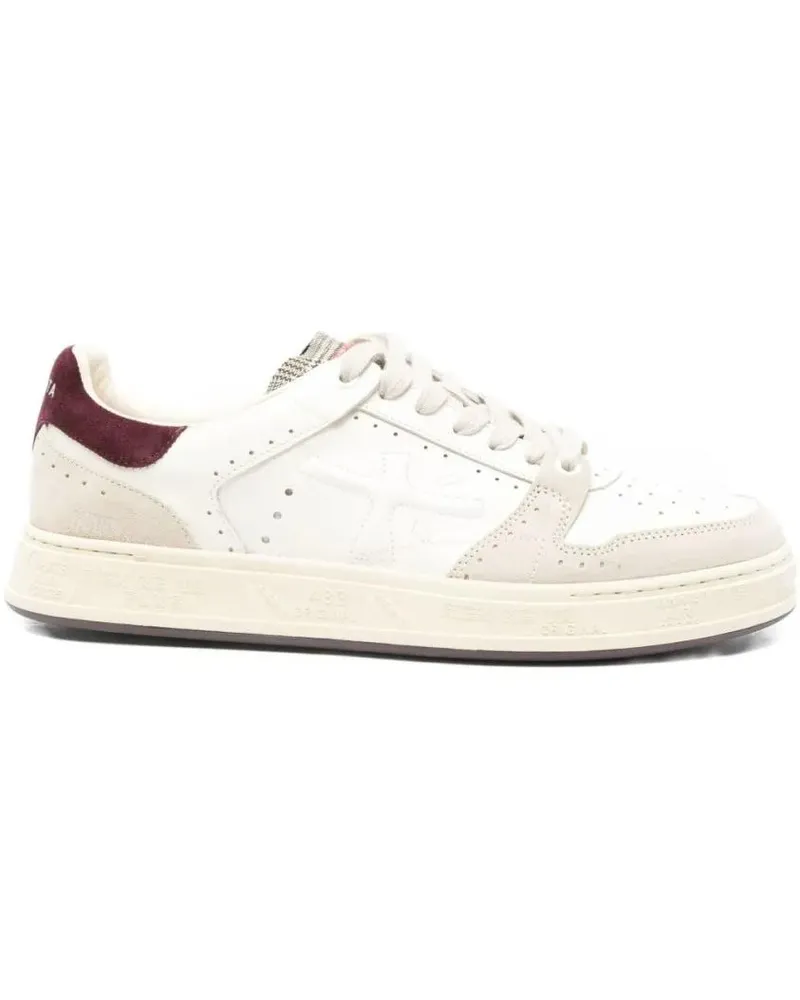 Premiata Low-Top Sneaker Low-Top White Sneakers With Suede Overlays weiß Weiß