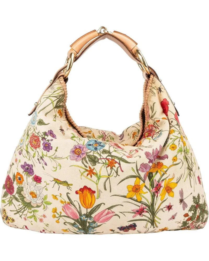 Gucci Crossbody Bags  Limited Floral Monogram Horsebit Handbag weiß Weiß
