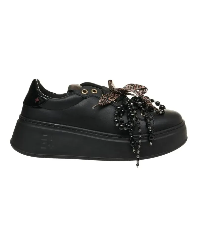 GIO+ Low-Top Sneaker Platform Sneakers With Pearl Detailing And Finish schwarz Schwarz