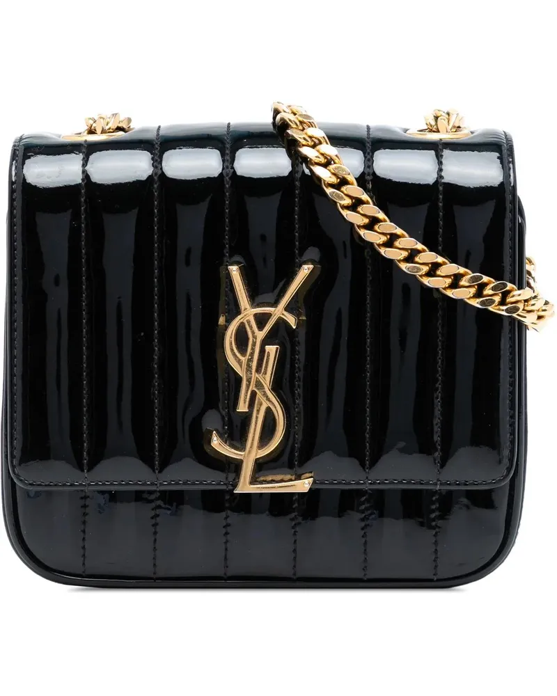 Saint Laurent Hobo Bags Small Patent Monogram Vicky Chain Bag schwarz Schwarz