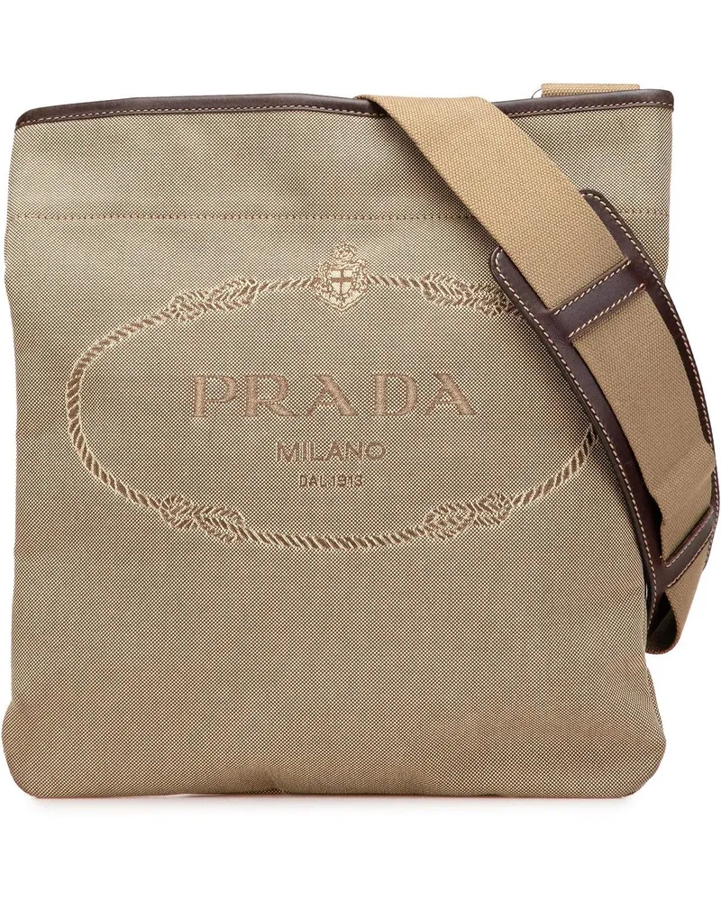 Prada Hobo Bags Canvas Canapa Logo Crossbody braun Braun
